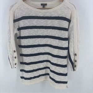 Talbots Sweater Women SP Cream 3/4 Button Cuff Sleeve Coastal Old Money Preppy‎